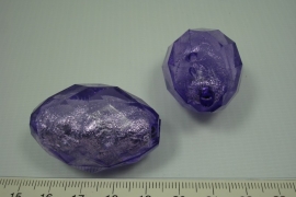[0597 ] Zilverfolie kraal Paars, ovaal 40 mm.  per stuk