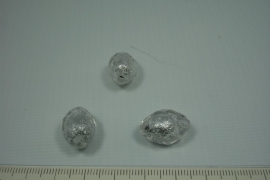 [0579 ] Zilverfolie kraal Wit, ovaal 18 mm. per stuk