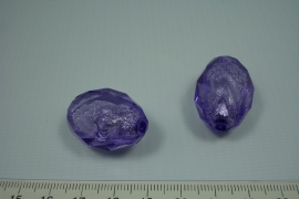 [0593 ] Zilverfolie kraal Paars, ovaal 30 mm.  per stuk