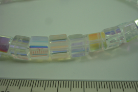 [ 8449 ] Kristal Glas, blok 8 x 8 mm. Helder AB, per streng