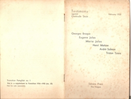 Braque, Georges e.a.: "Testimony against Gertrude Stein".