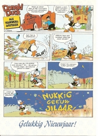 Donald Duck als vuurwerkafsteker.