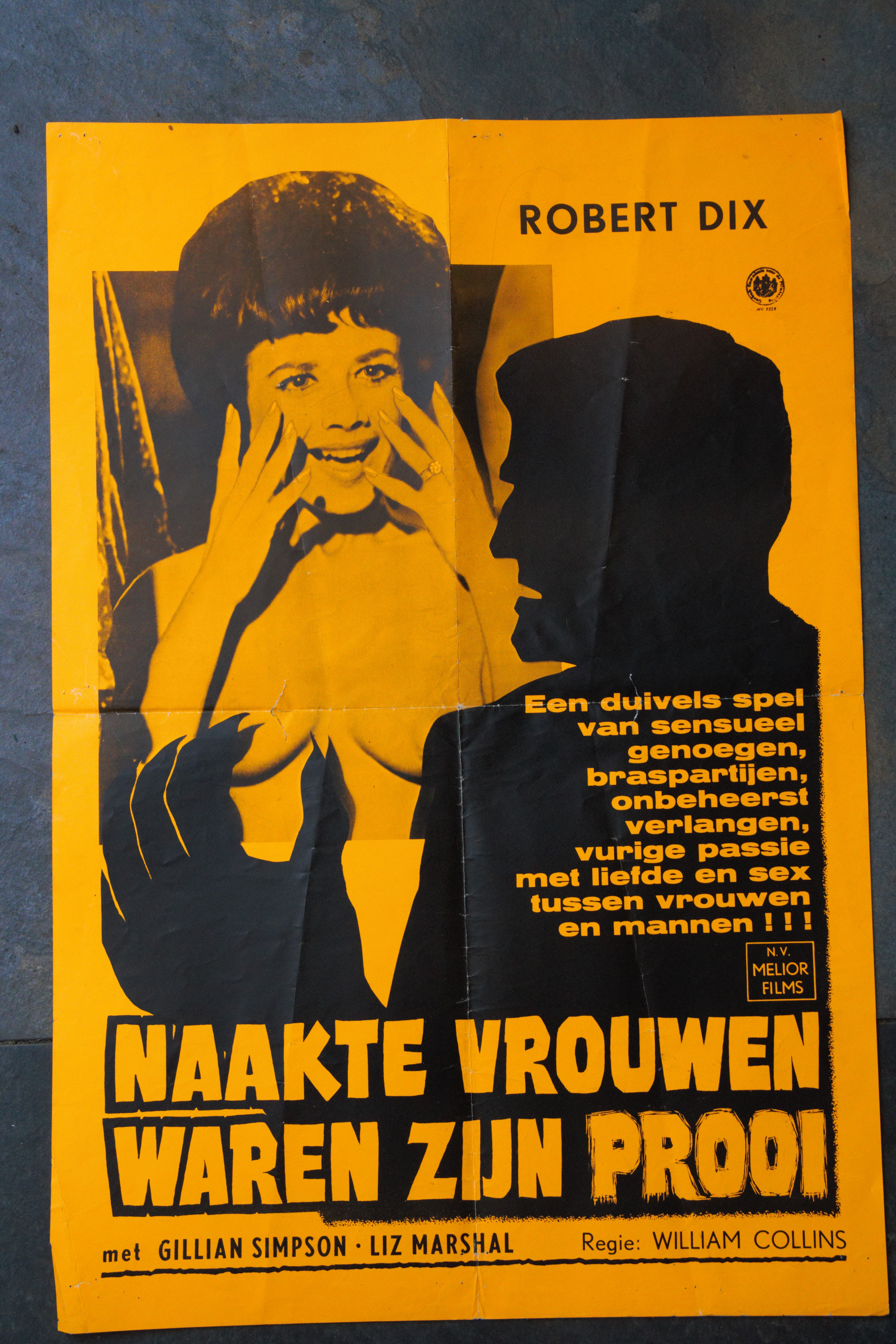Filmaffiche: Naakte vrouwen waren zijn prooi