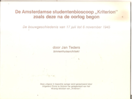 Amsterdamse studentenbioscoop "Kriterion"zoals deze na de oorlog begon