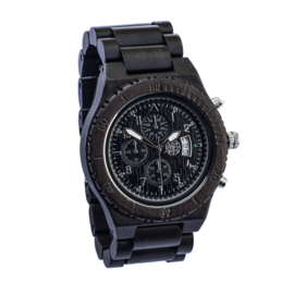 Timer Zwart- Houten horloge