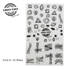 Nail Art Sticker II - 1(NAS) white/zilver