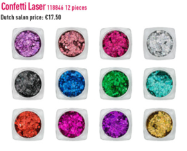 Nail art Confetti laser 12 kleuren in doos. 118846