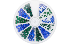 Magnetic rhinestones Carousel Sapphire @ Emerald   6 Sizes 270 stuks  118303