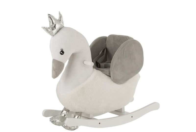 Rocking chair Swan in White with Silver