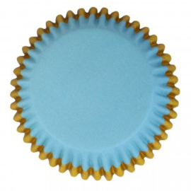 PME BC838 Blauwe cupcake bakvormpjes met gouden rand