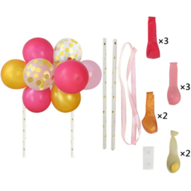 Ballon taart topper roze/goud