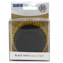 PME BC836 zwarte cupcake bakvormpjes met gouden rand