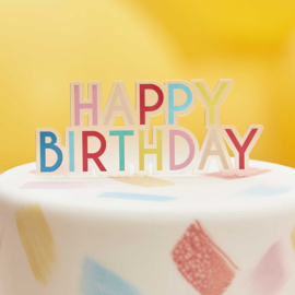 Kleurige "Happy Birthday" cake topper