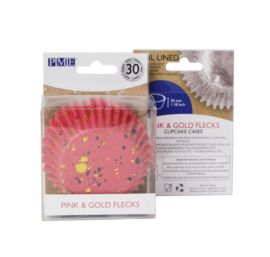 PME BC839 Roze cupcake bakvormpjes met gouden vlekken