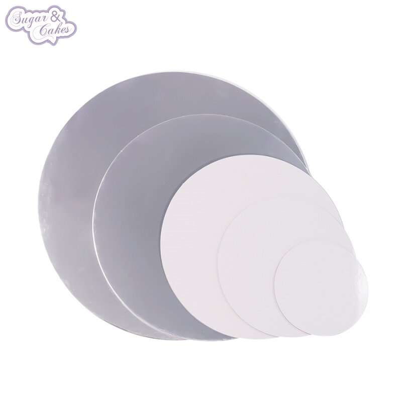 Cake card zilver/wit 30 cm  ( 3 mm)