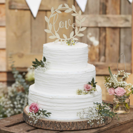 "Love" houten cake topper