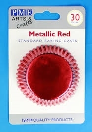 PME BC756 Metallic Red Standard Baking Cases 30 Pk