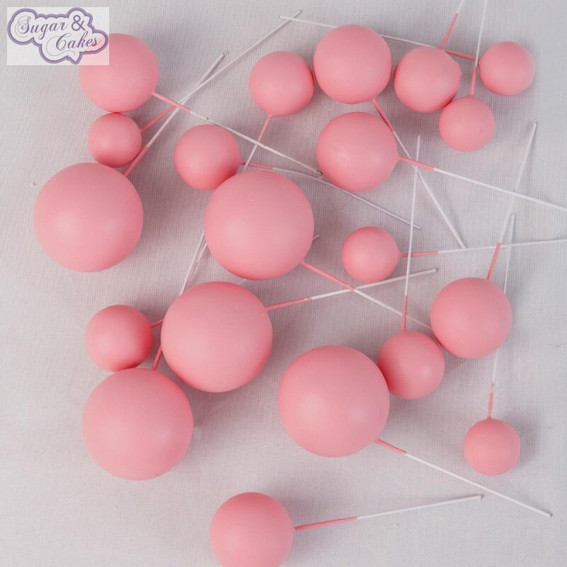 Taarttopper Ballen roze ( set van 4)