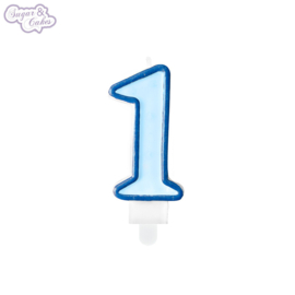 cijfer kaars 1 blauw