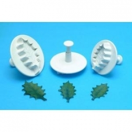 PME HLL664 Veined Holly Leaf Plungr Ctr Lrgr Size Set 3