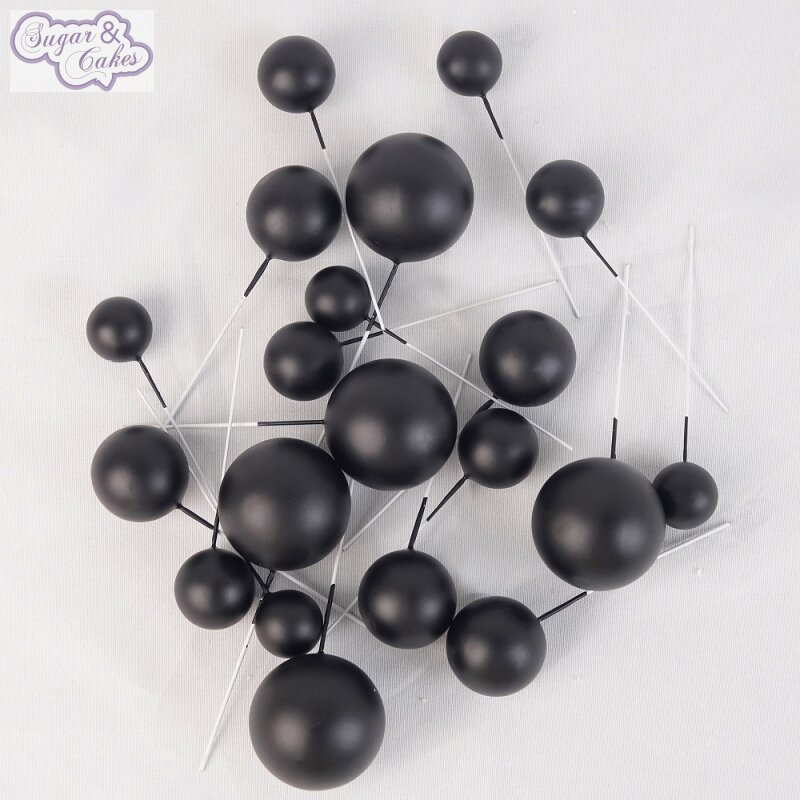 Taarttopper Ballen zwart  ( set van 4)