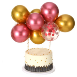 Ballon taart topper roze/goud 2