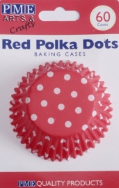 PME BC722 Red Polka Dots Std Baking Cups Pk/60