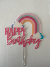 Happy Birthday regenboog topper