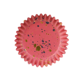 PME BC839 Roze cupcake bakvormpjes met gouden vlekken