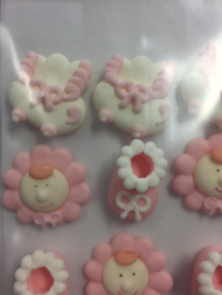 suikerdecoratie geboorte suiker roze