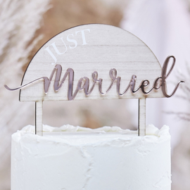 "Just Married" houten cake topper