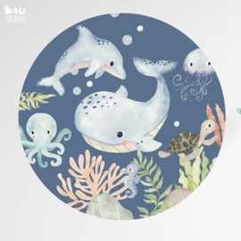 Muurcirkel under the sea blauw