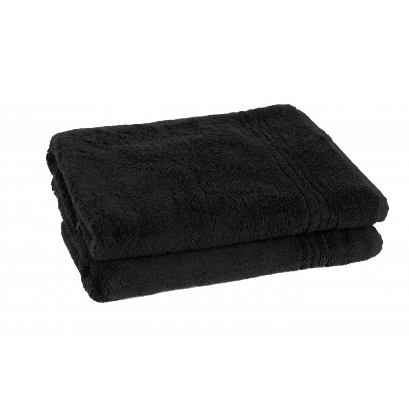 2 stuks badhanddoek zwart 70x140 cm
