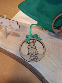 Houten kerstboomhanger met naam "huisdier"