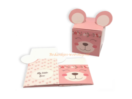 Traktatiedoosje "My little bear" roze (zonder opmaak)