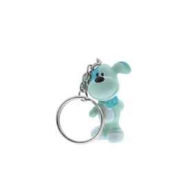 Blauw/groen hondje sleutelhanger