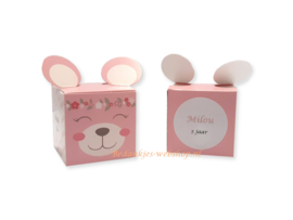 Traktatiedoosje "My little bear" roze (zonder opmaak)