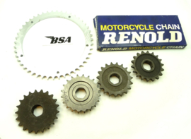 BSA A65 OIF sprocket & chain set (conical hub type) (opn 68-3093 / 37-3747)