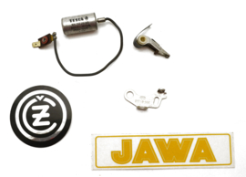  Jawa/CZ Singles  Contact breaker & Condenser set + Carbon brushes, Partno. 443 930 230 010-020, 443 990 201 001, 344 146 703 661