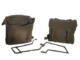 Pair of canvas luggage bags + frame & fittings as fitted to WD army bikes