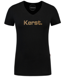 Party / Kerst t-shirt met gouden glitter opdruk Kerst .