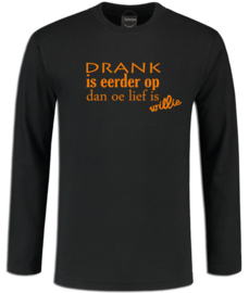 Koningsdag longsleeve heren zwart "Drank"