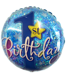 Folie ballon eerste verjaardag blauw