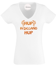 WK voetbal t -shirt dames wit hup Holland hup oranje
