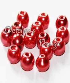 Glasparels rood rond 6 mm