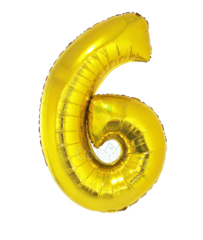 Folie ballon goud cijfer 6 (100 cm)