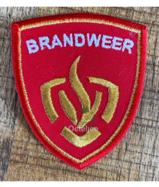 Brandweer embleem rood/goud ovaal