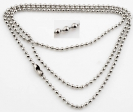 Metalen ball chain halsketting met verstelbare sluiting nikkelkleur