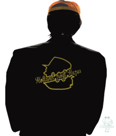 Holland zingt Hazes colbert zwart met gouden metallic print, model "slim fit"