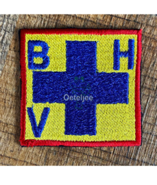 BHV/EHBO embleem vierkant met blauw kruis
